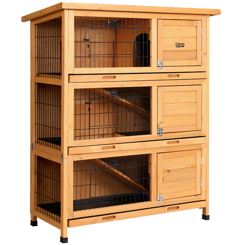 i.Pet Rabbit Hutch Chicken Coop 91.5cm x 46cm x 116.5cm Chicken Coop Large House Cage Run Wooden Outdoor
